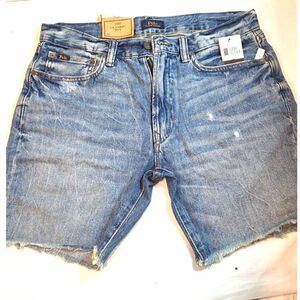 POLO Ralph Lauren Mens/Boys Denim Shorts Distressed Frayed Hem SZ 32 NWT